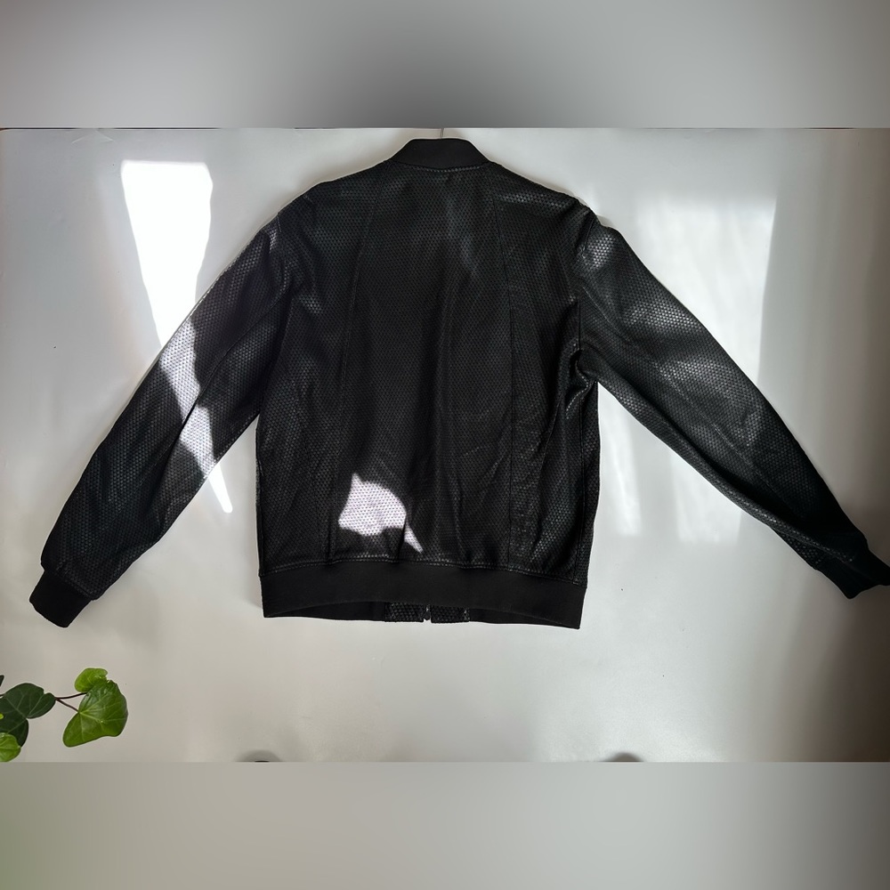 EMPORIO ARMANI / Black Eco Leather Bomber Men’s Jacket - Picture 4 of 8